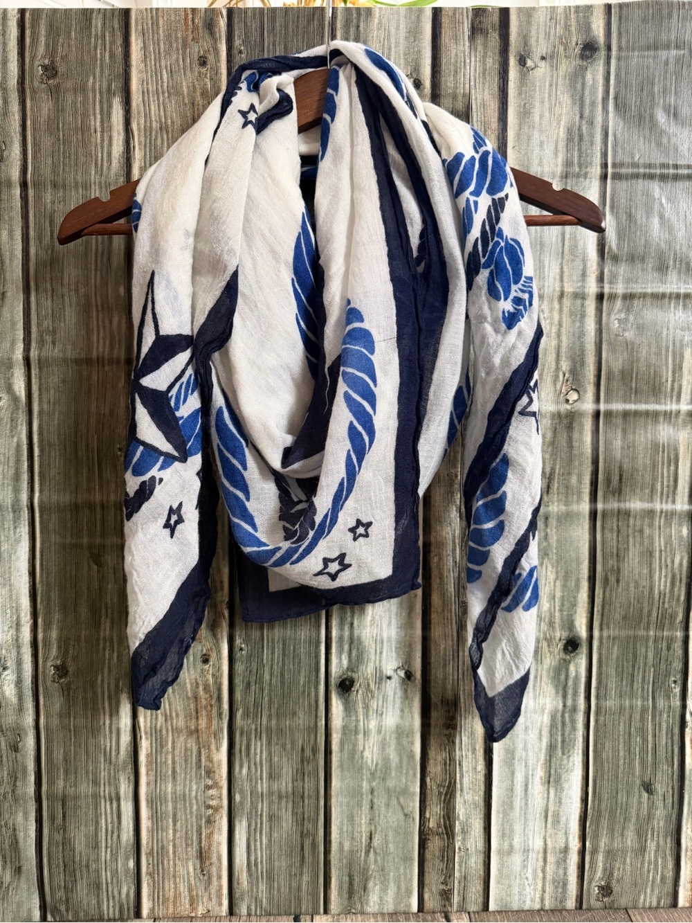 Old Navy Blue and White Nautical Rope Scarf